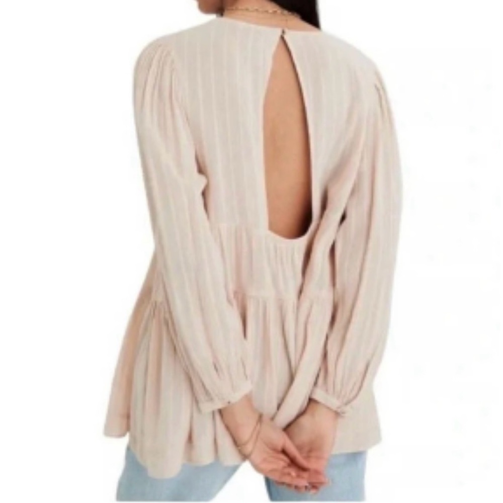 AE FLOWY BOHO OPEN BACK PEASANT TOP S OVERSIZED BABYDOLL
